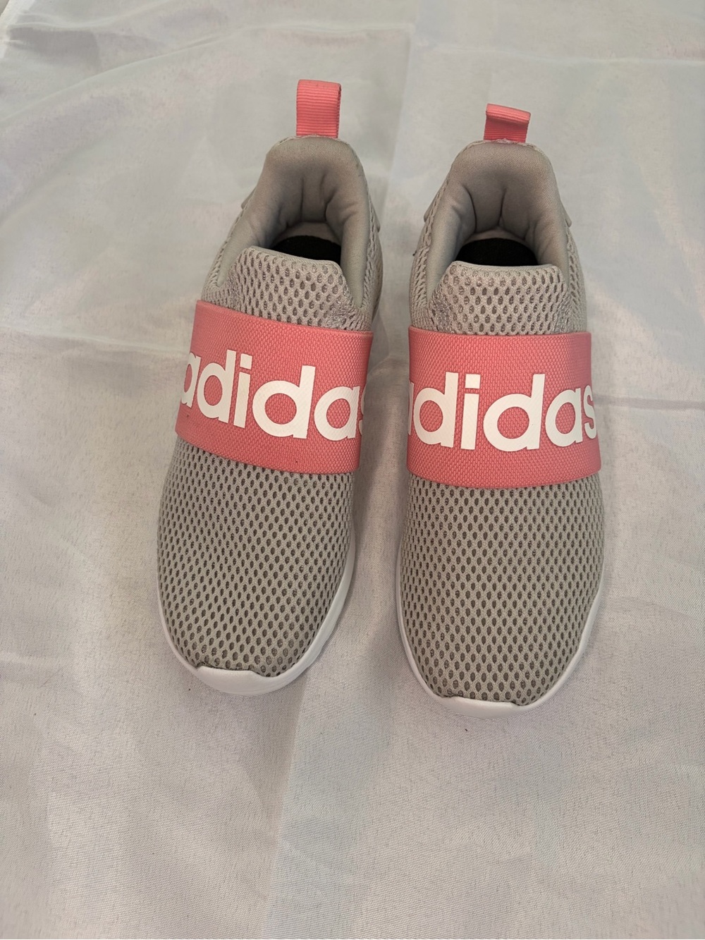 adidas Kids Slip-On Sneakers - Gray with Pink Strap